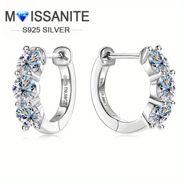 925 sterling silvery moissanite ladies light luxury earrings, elegant and generous, simple and versatile, suitable for daily wear, wedding party, banquet party, honeymoon, Halloween gifts for men and women, Christmas gifts, with gift box