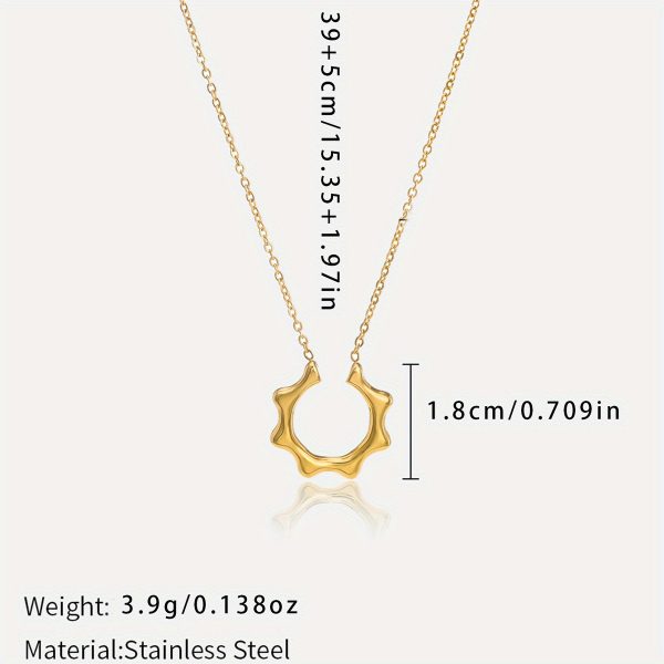1pc Vintage Boho Stainless Steel Pendant Necklace for Women - French Retro Twist Star and Moon Design, Fashionable Daily and Gift Wear, All-Season Jewelry - Image 10