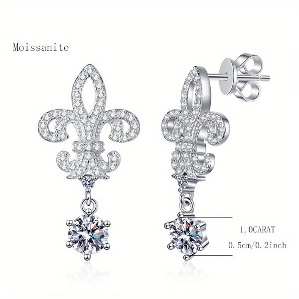 925 sterling silver 0.5 carat * 2 crown queen iris moissanite earrings, women's high-end jewelry surprise gift, suitable for daily wear, party banquet bridal jewelry with gift box about 3.6g - Image 5