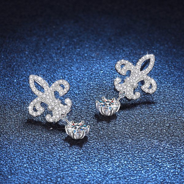 925 sterling silver 0.5 carat * 2 crown queen iris moissanite earrings, women's high-end jewelry surprise gift, suitable for daily wear, party banquet bridal jewelry with gift box about 3.6g - Image 4
