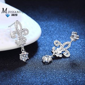 925 sterling silver 0.5 carat * 2 crown queen iris moissanite earrings, women's high-end jewelry surprise gift, suitable for daily wear, party banquet bridal jewelry with gift box about 3.6g