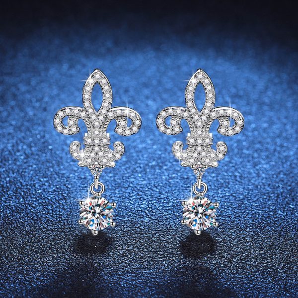 925 sterling silver 0.5 carat * 2 crown queen iris moissanite earrings, women's high-end jewelry surprise gift, suitable for daily wear, party banquet bridal jewelry with gift box about 3.6g - Image 3