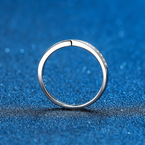 AuraBling S925 Simple Cross Moissanite Ring, Couple Ring, With Gift Box And Silver Polishing Cloth - Image 5