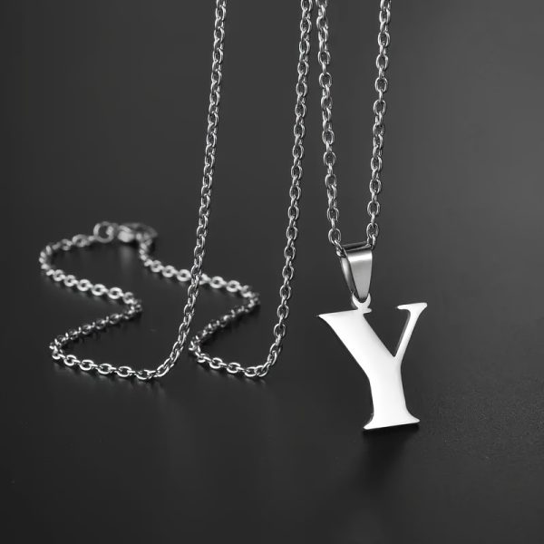 1pc Chic Stainless Steel Initial Pendant Necklace - Personalized Cool Design - Hypoallergenic Birthday Gift for Family & Teenagers - Image 27