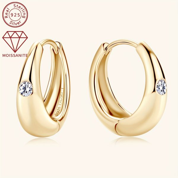 1 Pair Moissanite Earrings 925 Sterling Silvery Ladies Fashion Ring Earrings Round 2.5mm Moissanite Earrings Fashion Simple Daily Earrings, Silvery Weight 4.36g, Moissanite 2.5mm*2pcs, Carat 0.06ct*2pcs - Image 3