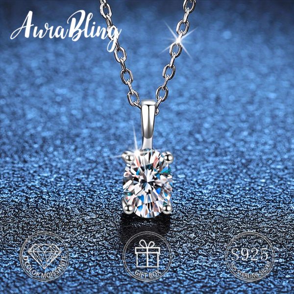 1pc Bling Unisex S925 Silver Simple And Elegant Necklace, 1 Carat Morganite Pendant, With Gift Box - Image 2