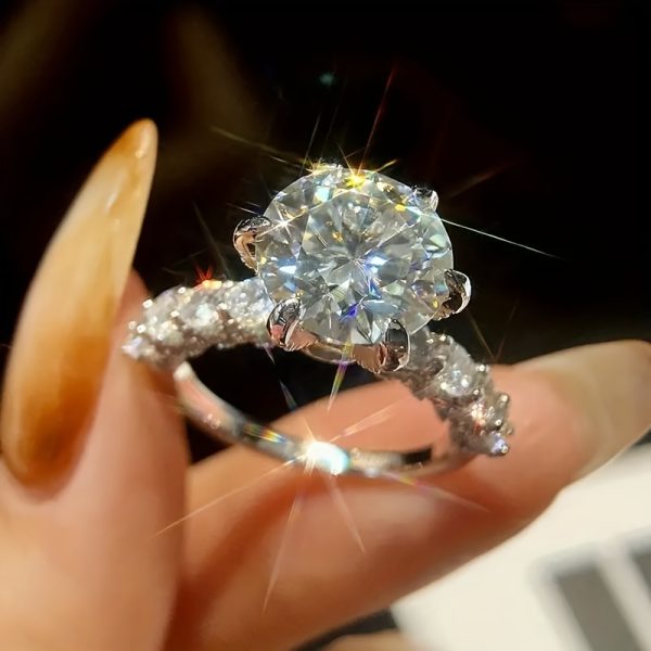 9MM D Color VVS1 Round Moissanite 3CT Sterling Silver Ring, High-Quality Certified Jewelry for Wedding, Engagement, Birthday, Christmas, Anniversary - Image 4
