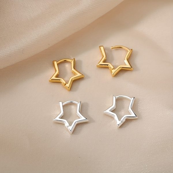 Shimmering Starry Love - 1 Pair Hypoallergenic Stainless Steel Golden Earrings, Chic Couple Jewelry for Enduring Style - Image 6