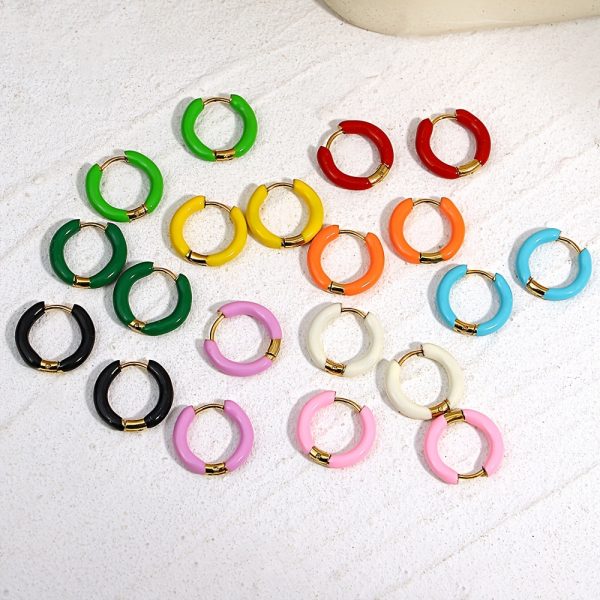 1Pair 18mm Stainless Steel Hoop Earring Stackable - Trendy Dopamine Color Jewelry For Unisex Women Men - Image 4