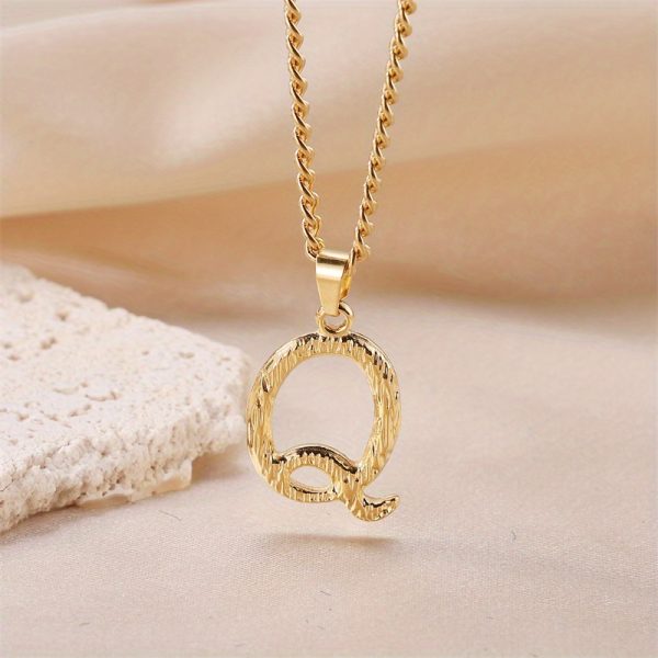 1pc Novel Trendy Stainless Steel Electroplated Golden English 26 Letters Fashion Pendant Necklace For Men And Women - Image 29