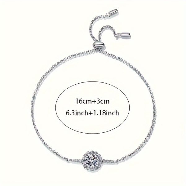 A Fashion Light Luxury Romantic Senior Sense 0.5 Carat Round Moissanite Pull Shrink Bracelet, Gift Confession Party Valentine's Day Graduation Season Adult Gift, Free Boutique Gift Box. - Image 4