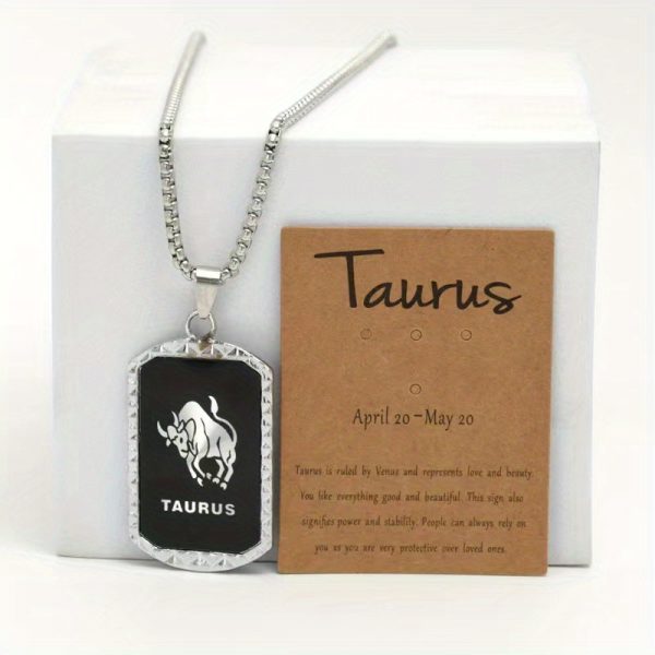 1pc Unique Zodiac Pendant Necklace - Laser-Engraved Double-Sided Stainless Steel Chain Necklace with 12 Zodiac Signs, Trendy Hip Hop Design, Perfect for Holiday Party, Father's Day Gift, Men's Accessories, and Birthday Present - Image 6