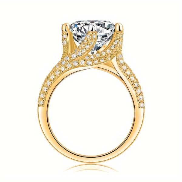 Title: 925 Sterling Silvery 5 Carat Moissanite Ring, Luxurious Full Faux Diamond Inlay, Women 18K Gold Plated Jewelry for Commemorative Day Birthday Wedding Engagement Proposal Gift with CertificatennD Color Vvs Certificate + Black Card + Waist Coden5 Caratsn5 Layers of 18K Gold PlatingnWeight About 9.2g - Image 6