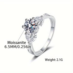 1 Carat Stunning Moissanite Solitaire Engagement Ring - Exquisite Rings for Women, Ideal Mother's Day Gift, Anniversary Present, or Birthday Surprise, Featuring a Dazzling Round Cut Gemstone and a Comfortable, Hypoallergenic Band
