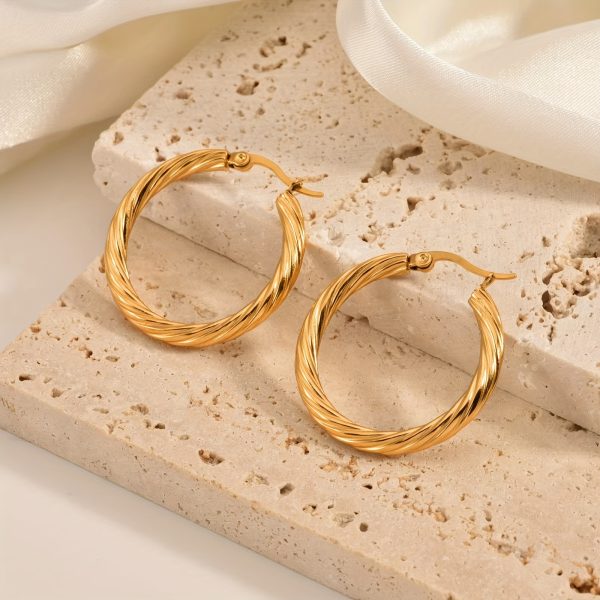 3 Pairs Set Of Tiny Delicate Hoop Earrings Stainless Steel 18K Gold Plated Jewelry Simple Vintage Style Female Gift - Image 3