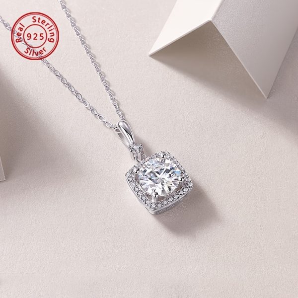 Elegant 2 Carat Moissanite Pendant Necklace in 925 Sterling Silvery - Perfect for Daily Wear, Parties, Valentine's, Christmas, Thanksgiving & Anniversary Gifts - Image 3