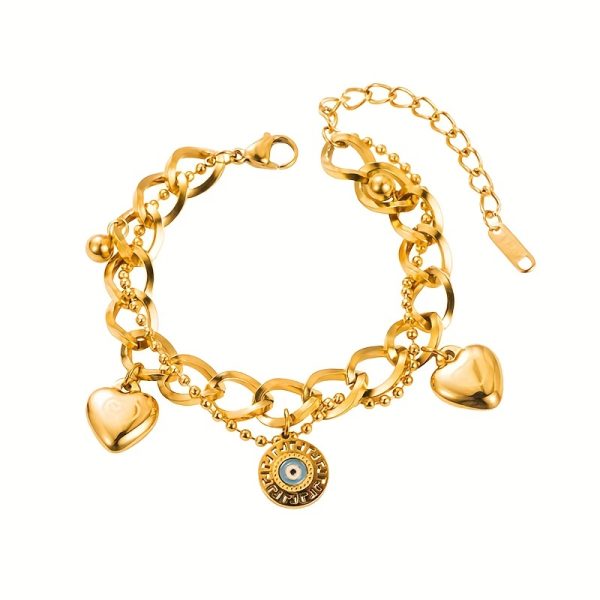 1pc Golden Stainless Steel Trendy Jewelry Enamel Painted Versatile Men's And Women's Couple Retro Daily Street Party Bracelet - Image 3