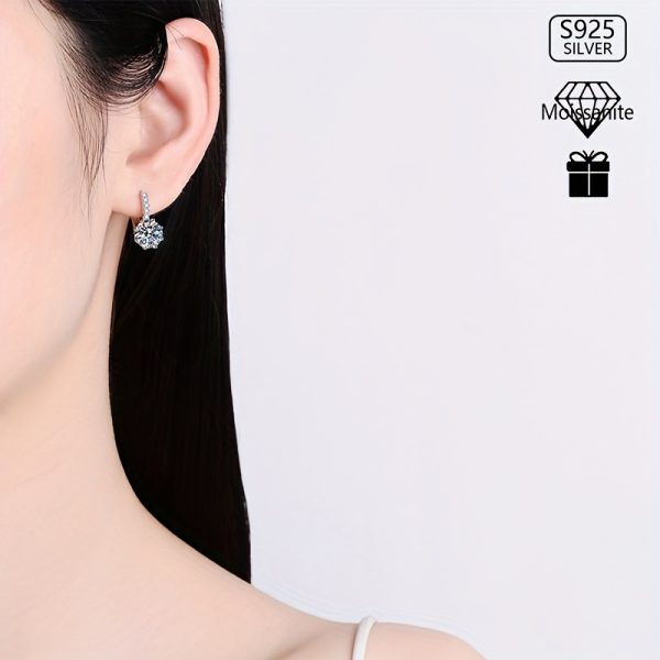 4 carat D color VVS1 moissanite diamond earrings flower design, fashion luxury style hoop earrings for engagement, wedding, bridal wear, valentine's day holiday party jewelry gifts - Image 2