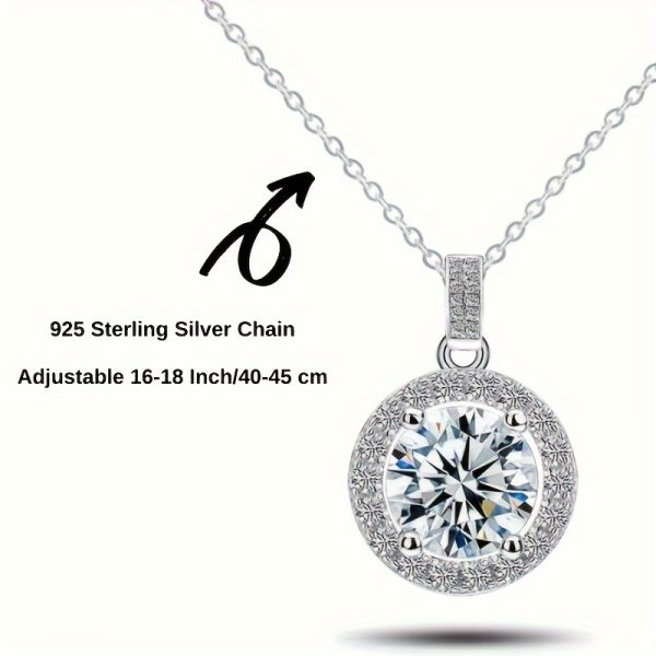925 Silver High Quality 5 Carat Moissanite Diamond Necklace With Certificate VVS1-D Color, 3EX Perfect Cut Luxurious And Simple Design Daily Dress Up Gift Fashion Party Bachelorette Party Wedding Must Have Black Friday, Halloween, Christmas Gift - Image 4