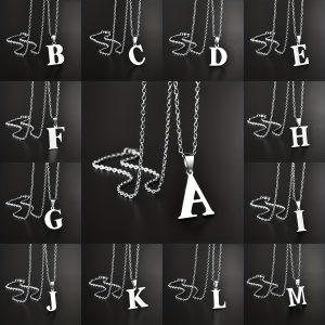 1pc Chic Stainless Steel Initial Pendant Necklace - Personalized Cool Design - Hypoallergenic Birthday Gift for Family & Teenagers