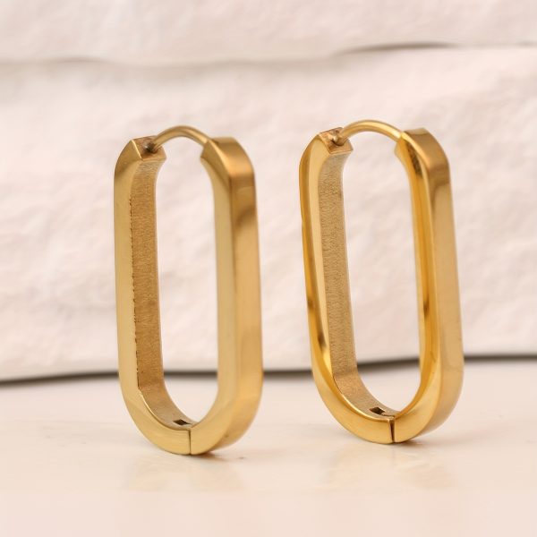 Hypoallergenic Ear Jewelry Stainless Steel Golden U Shape Hoop Earrings Elegant Simple Style All-match Ear Jewelry - Image 4