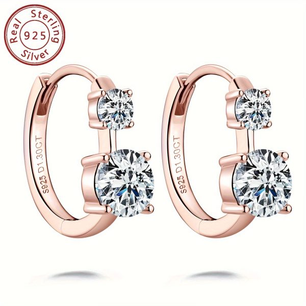 1 Pair of Moissanite Earrings 925 Pure Silvery Women's Earrings Round 6.5mm & 4mm Moissanite Earrings Fashion Earrings Jewelry Birthday Gift with GRA Certificate, Silvery Weight About 3.85g, Moissanite 6.5mm-2pcs, 4mm-2pcs, Total Carat 1.3ct+1.3ct=2.6ctu002FPair - Image 9