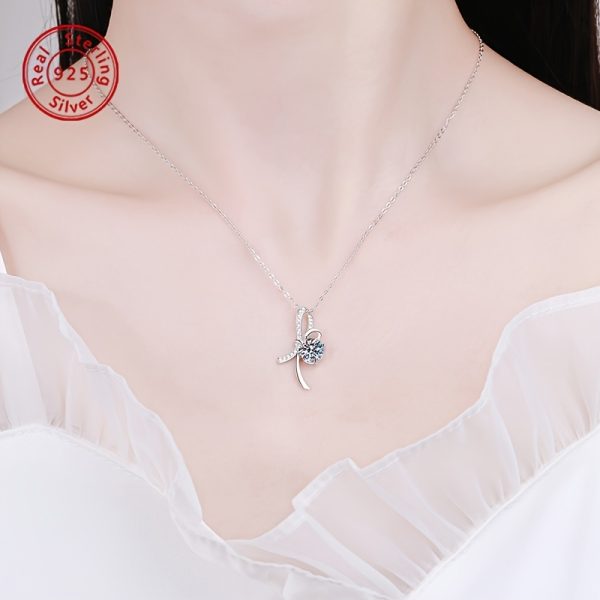 Elegant 925 Sterling Silver Moissanite Pendant Necklace, 1 Carat Luxury Solitaire with Platinum Plating, Versatile Accessory for Daily Wear and Party, Ideal Mother's Day Gift - Image 2