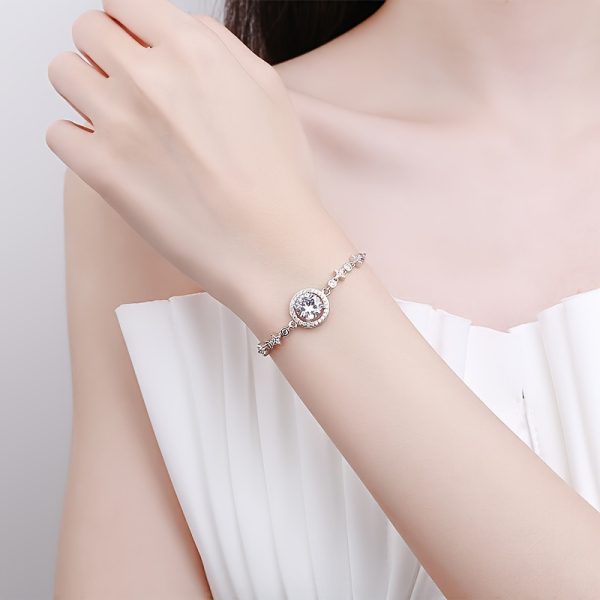 Moissanite Bracelet for Women 925 Sterling Silver, Dainty Link Bracelet Valentine's day Birthday Jewellery Gift for Women Girls Her, Moissanite Diamond Tennis Bracelet Fashion Jewelry, - Image 4