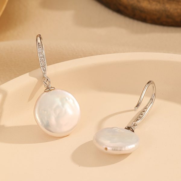 Sterling 925 Silver Freshwater Pearl Dangle Earrings - Hypoallergenic, Elegant, Simple, and Daily Casual Jewelry for Sensitive Skin - Perfect for Any Occasion - Image 4
