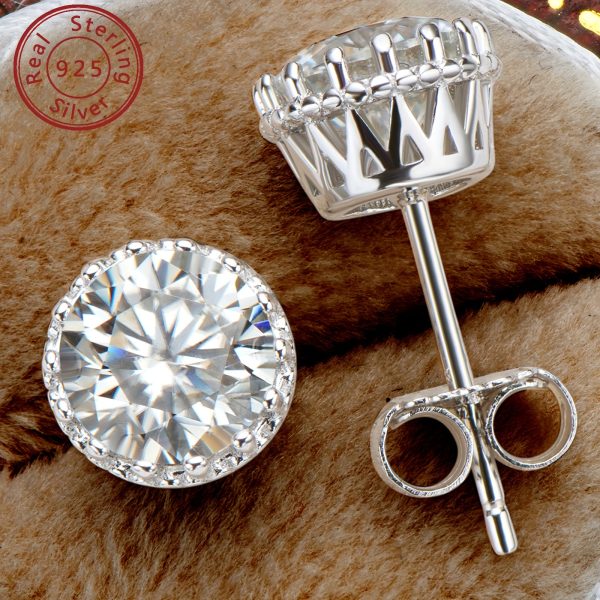 1 Pair Elegant Classic Moissanite Stud Earrings, 6.5mm Round D Color Synthetic Stones, 925 Sterling Silver, 18K Golden Plated, Mother'S Day Gift, All Season Jewelry for Women - Image 9