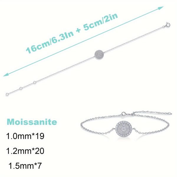 JIUZUAN Moissanite Diamond Round Link Bracelet, 0.36 CT Lab Grown Women's Sterling Silver Charm Bracelet With 7 Layers White Gold Plated Sparkling Bracelets Gifts For Women Mother - Image 5