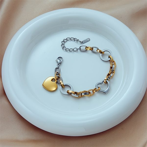 Golden Stainless Steel Love Pendant Bracelet for Men and Women - Image 5
