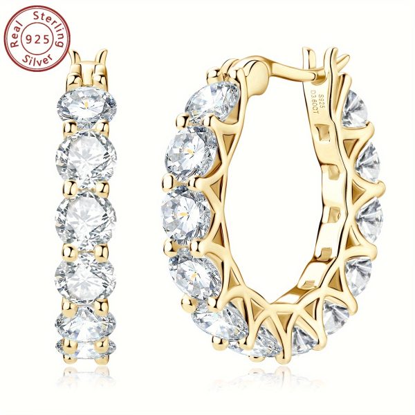 1 Pair Luxury Moissanite Huggie Hoop Earrings - S925 Sterling Silver, Sparkling, Daily Wear, Festival Gift, Women's Jewelry - Hypoallergenic, Nickel-Free, Durable, Shining, Elegant Accessories - Image 12
