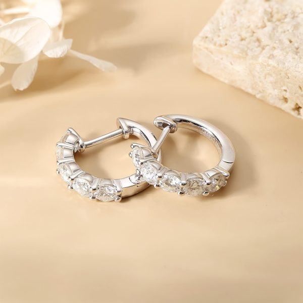 2.0ct D Color Moissanite Brilliant Round Cut Sterling Silver Hoop Earrings for Women Men Wedding - Image 4