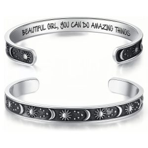 Stainless Steel Inspirational Cuff Bracelet For Women Her Easter Day Gifts Birthday Graduation Christmas Gifts