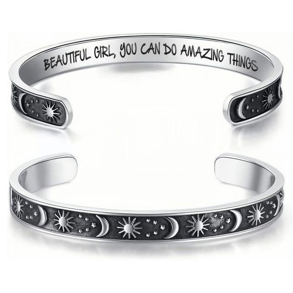 Stainless Steel Inspirational Cuff Bracelet For Women Her Easter Day Gifts Birthday Graduation Christmas Gifts