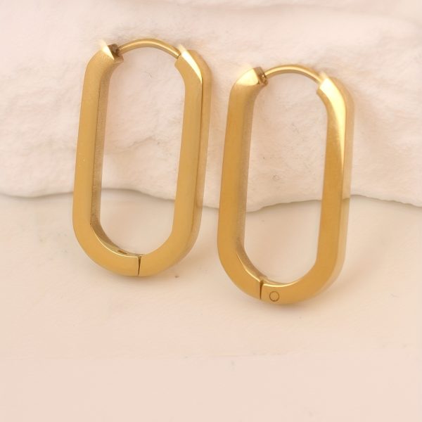 Hypoallergenic Ear Jewelry Stainless Steel Golden U Shape Hoop Earrings Elegant Simple Style All-match Ear Jewelry - Image 10