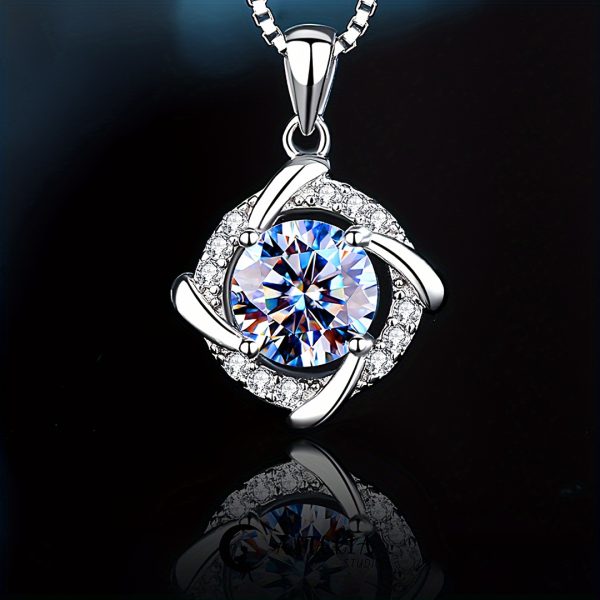 0.8ct Moissanite 925 Silver Windmill Necklace, Sparkling Fashionable Charm, Gift Box for Holiday - Image 5