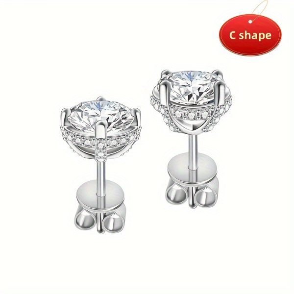 2x 1 Carat Moissanite, 925 Sterling Silver Earrings, Fashion Trend, Classic Style, Casual, Simple, Y2K Creative Design, Gift Box Included, Perfect for Birthday, Anniversary, Valentine's Day, Mother's Day, New Year, Daily Wear, Travel - Image 8