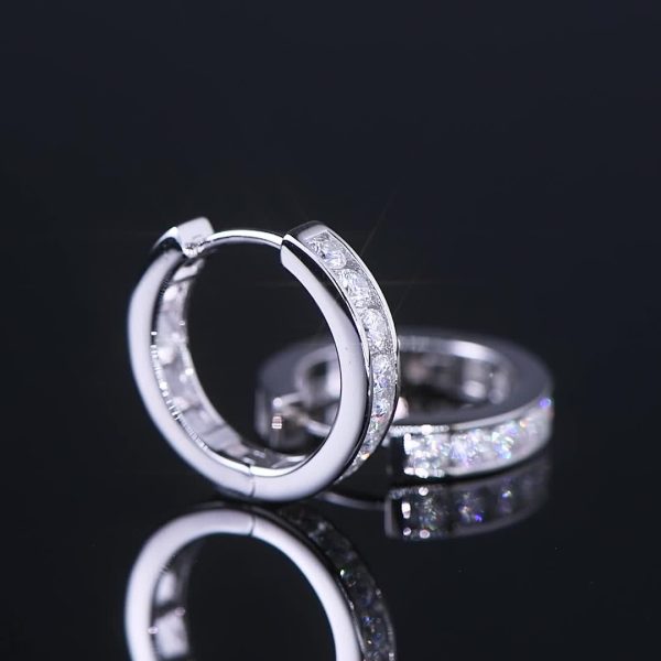 1 Pair Sparkling Moissanite Sterling Silver Huggie Hoop Earrings - 2.5mm Round Cut, S925 Hypoallergenic, Birthday Jewelry Gifts for Women - Elegant and Timeless Accessories - Image 11