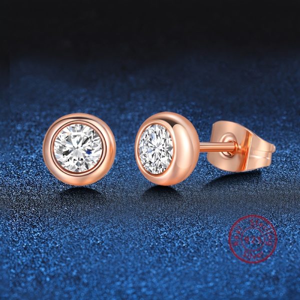 Luxurious Moissanite Inlaid 925 Sterling Silver Round Stud Earrings - Hypoallergenic, Delicate, Elegant, and Durable - Perfect for Sensitive Skin, Everyday Wear, and Special Occasions - Image 5