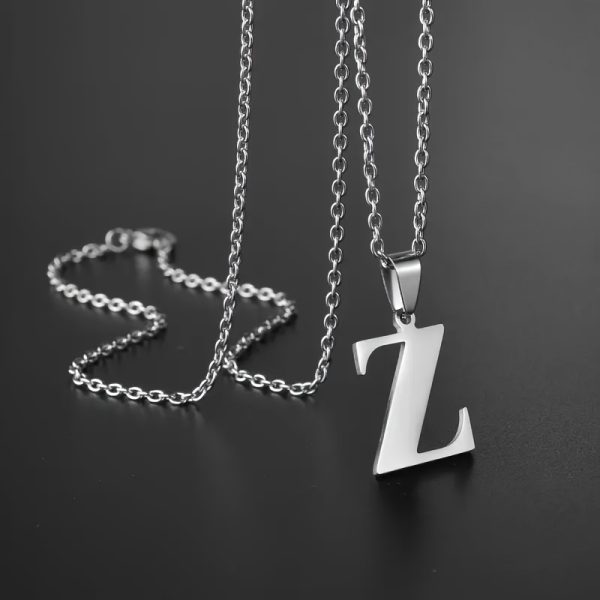 1pc Chic Stainless Steel Initial Pendant Necklace - Personalized Cool Design - Hypoallergenic Birthday Gift for Family & Teenagers - Image 28
