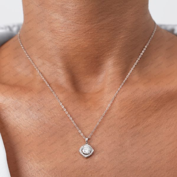 Lady's Moissanite Pendant Set Chain 925 Silver Plated Women's Fashion Accessories - Image 8
