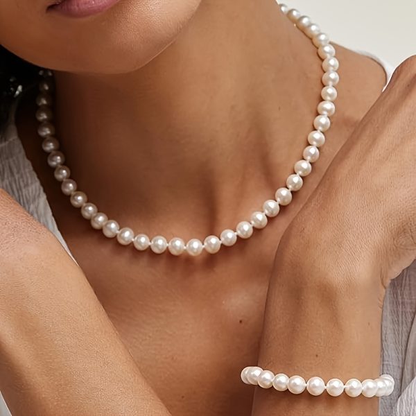 Women's Pearl Jewelry Set - Freshwater Pearl Necklace And Earrings Set, Perfect ForWeddings And Parties, Comes With A Beautiful Gift Box - Image 7
