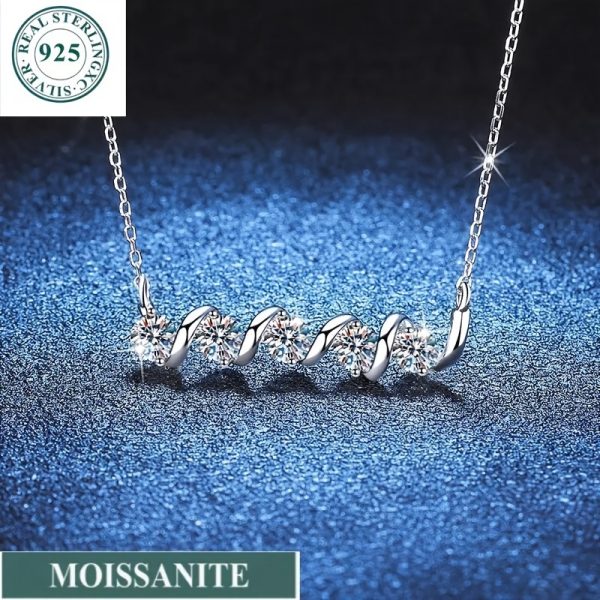 S925 Sterling Silver 1.5 Carat Moissanite Necklace Light Luxury Luxury Cold Style Men's And Women's Fashion Trend Collarbone Chain Light Luxury Niche Elegant Romantic Sweet Creative Personality Lively Fresh Simple Classic Casual Daily Wear Dating - Image 2