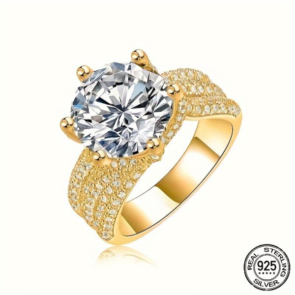 Title: 925 Sterling Silvery 5 Carat Moissanite Ring, Luxurious Full Faux Diamond Inlay, Women 18K Gold Plated Jewelry for Commemorative Day Birthday Wedding Engagement Proposal Gift with CertificatennD Color Vvs Certificate + Black Card + Waist Coden5 Caratsn5 Layers of 18K Gold PlatingnWeight About 9.2g - Image 3