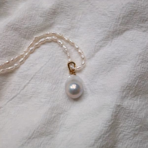 Vintage French-Style Baroque Freshwater Pearl Pendant Enhancer, Natural Stone, S925 Sterling Silver with Plating, Universal Clasp ?C Elegant Accessory for Daily Wear, Date Night, Gifting, Bridal Jewelry - Image 7