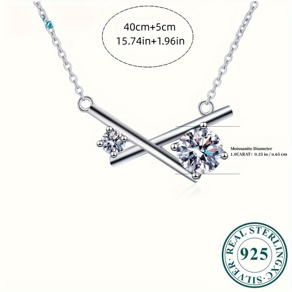 Silver Luminous 1 Carat Moissanite Necklace Jewelry With Certificate Men's Women's Fashion Necklaces Small Fragrance For Weddings And Parties Black Friday Halloween Gifts Ideal Gifts For Christmas With Gift Boxes - Image 4