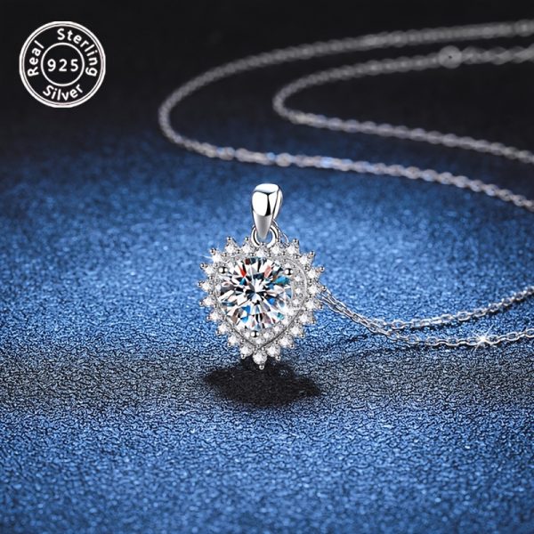 Elegant 2 Carat Moissanite Heart Pendant Necklace in 925 Sterling Silvery - Luxury Bridal & Engagement Jewelry, Perfect for Weddings, Proposals, Birthdays, Valentine's Day, Christmas, New Year, Teacher Appreciation Gifts - Image 5