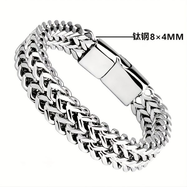 Premium Stainless Steel Mens Braided Chain Bracelet - Stylish Square Links with Magnet Buckle Closure and Yin Yang Design - Hypoallergenic, Durable Jewelry Accessory - Image 6